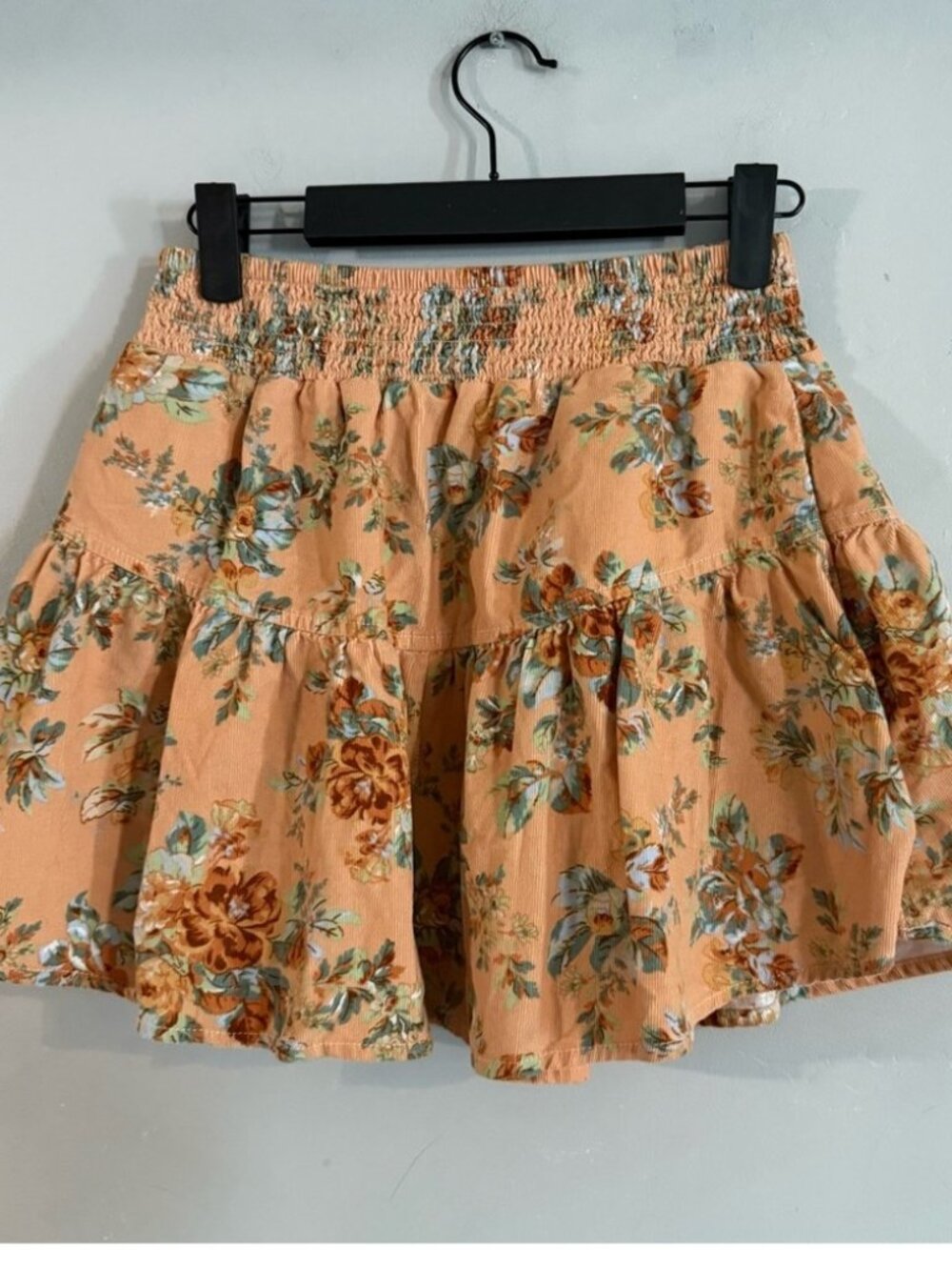 Corduroy Floral Tiered Mini Skirt - Picture 2 of 5